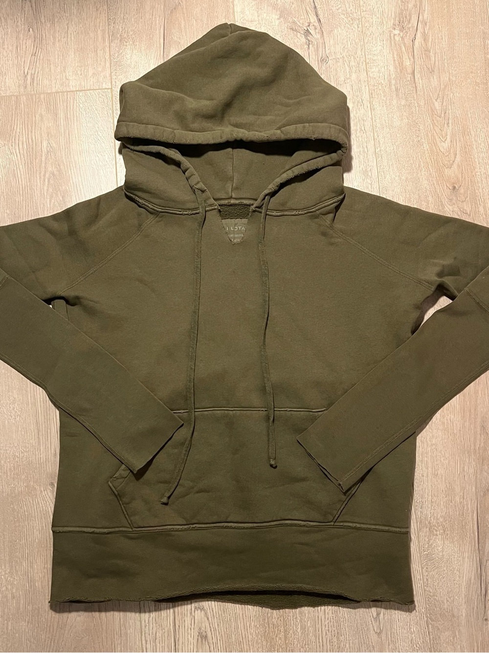 Nili Lotan Olive Hooded Pullover Sweatshirt